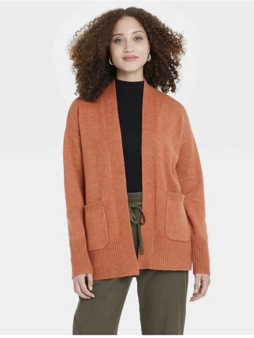 A New Day | Orange Knit Open- Front Cardigan